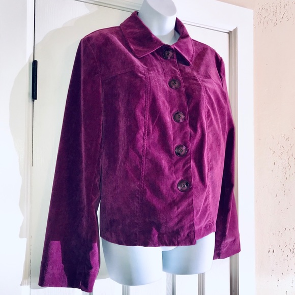 EUC RQT Stretch CORDUROY VELOUR Plum Jacket PXL - Picture 3 of 8